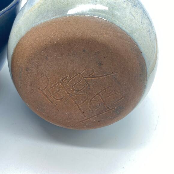 Peter Pots MCM Vtg. 60s Mid Century Modern PETER POTS Creamer & Sugar Set Blue - Picture 7 of 9